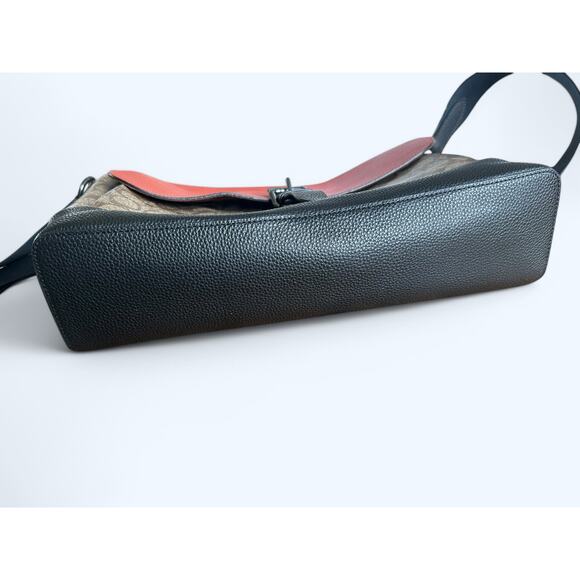 Coach Hudson Messenger Bag in Colorblock Terracotta Khaki Signature Leather - Picture 8 of 16